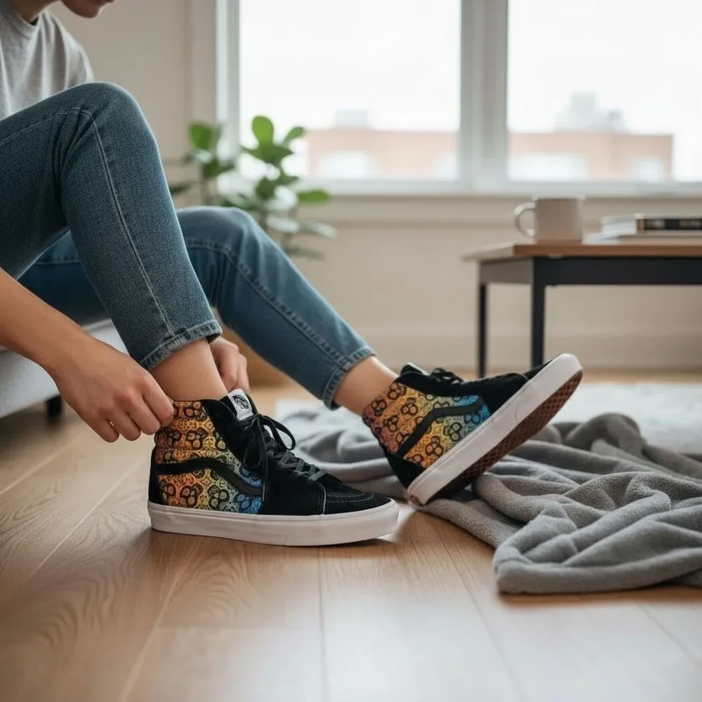 Vans SK8-Hi Dia De Los Muertos Day of Dead Sneakers Size Men’s 9.5 Women’s 11